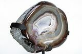 Colorful, Polished Agate With Metal Base - Brazil #216870-2